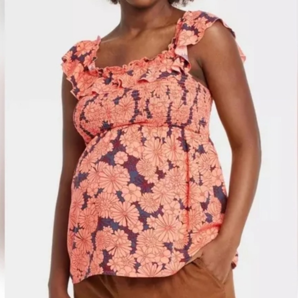 Isabel Mayernity Coral Floral Blouse Top NWT